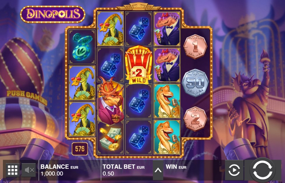 Dinopolis slot reels by Push Gaming